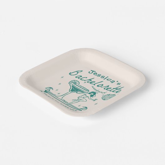 Grüne Whimsikhand gezogen Funky Bachelorette Pappteller (Gewinkelt)