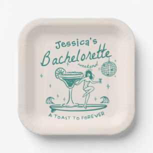 Grüne Whimsikhand gezogen Funky Bachelorette Pappteller