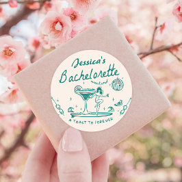 Grüne Whimsikhand gezogen Funky Bachelorette Runder Aufkleber