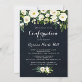 Grüne White Floral Royal Blue Bestätigung Einladung (Vorderseite)