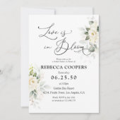 Grüne White Roses Bridal Dusche Einladung (Vorderseite)