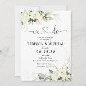 Grüne White Roses Einladung Hochzeitsfeier (Vorderseite)