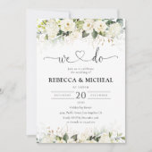 Grüne White Roses Einladung Hochzeitsfeier (Vorderseite)