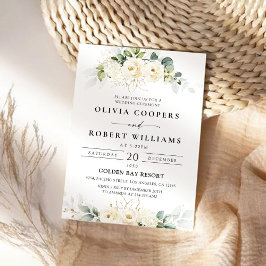 Grüne White Roses Einladung Hochzeitsfeier