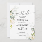 Grüne White Roses Einladung Hochzeitsfeier (Vorderseite)