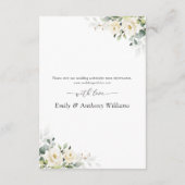 Grüne White Roses Hochzeitsempfang Begleitkarte (Rückseite)