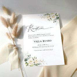 Grüne White Roses Hochzeitsempfang Begleitkarte