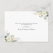 Grüne White Roses Hochzeitsempfang Begleitkarte (Rückseite)