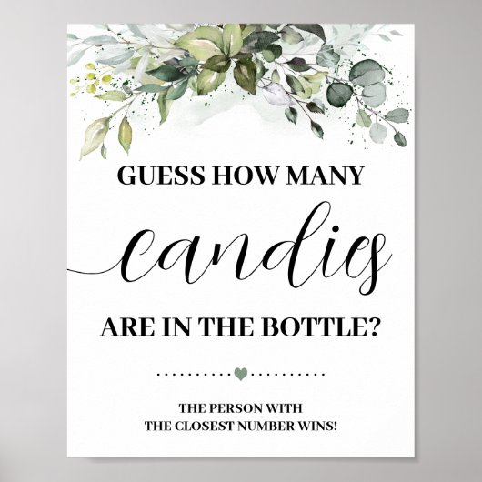 Grüne Wie viele Candies Baby Shower Spielzeichen Poster (Vorne)