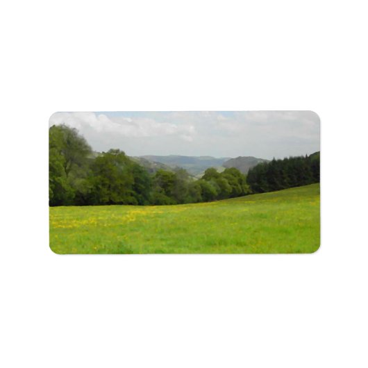 Grüne Wiese. Landschaft. Adressaufkleber (Vorne)