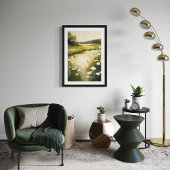 Grüne Wiese - Landschaft der serenen Wildblume Poster