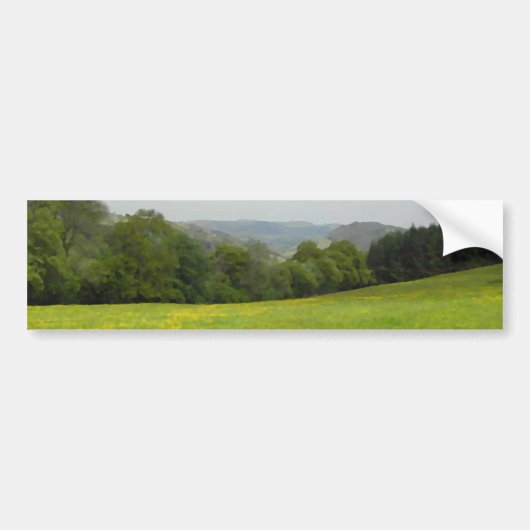 Grüne Wiese. Landschaftslandschaft Autoaufkleber (Vorne)