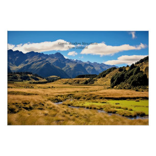 Grüne Wiesen-Berg/AI generiert, Poster