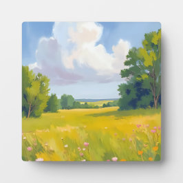 Grüne Wiesen Landschaftsbild Malerei Fotoplatte