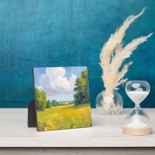 Grüne Wiesen Landschaftsbild Malerei Fotoplatte