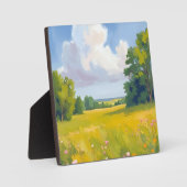 Grüne Wiesen Landschaftsbild Malerei Fotoplatte (Vorderseite)