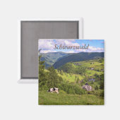 Grüne Wiesen und eine Kuh mit Panoramablick Magnet (Vorderseite/Rückseite)