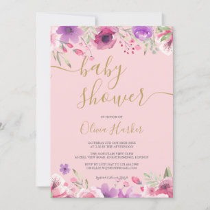 Grüne Wiesenblumen Baby Mädchen Shower/Sprinkle Einladung