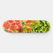 Grüne Wild blühende Korallen Blume Wasserfarbe Skateboard (Horizontal)