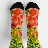 Grüne Wild blühende Korallen Blume Wasserfarbe Socken (Oben)
