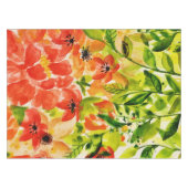 Grüne Wild blühende Korallen Blume Wasserfarbe Tischdecke (Vorderseite (Horizontal))