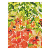 Grüne Wild blühende Korallen Blume Wasserfarbe Tischdecke (Vorderseite)