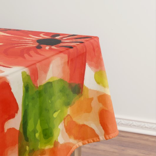 Grüne Wild blühende Korallen Blume Wasserfarbe Tischdecke (Beispiel)