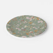 Grüne Wildblume Boho Kinderdusche im Blut Pappteller (Schrägansicht)