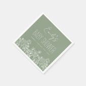 Grüne Wildblume Boho Kinderdusche im Blut Serviette (Ecke)