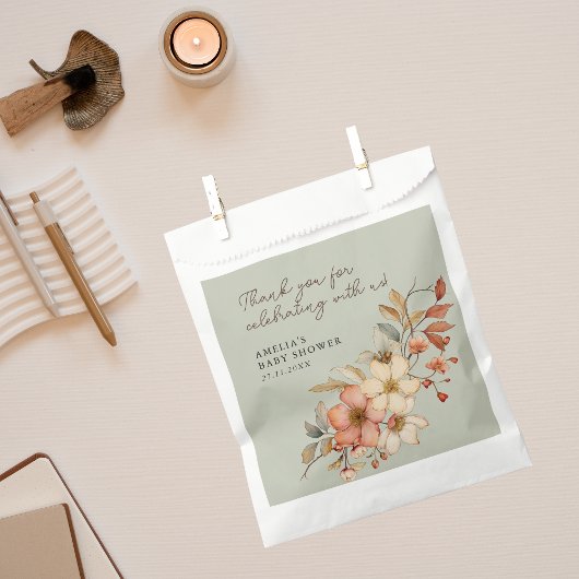 Grüne Wildblume Boho Kinderdusche Rustikal Geschenktütchen