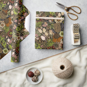 Grüne Wildblume Garden Musterpapier Geschenkpapier