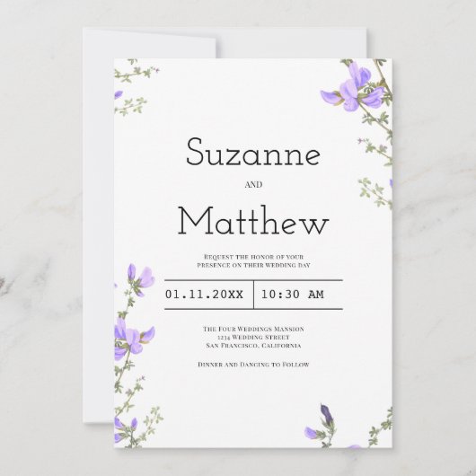 Grüne Wildblume Grüner Frühling Hochzeit Einladung (Vorderseite)