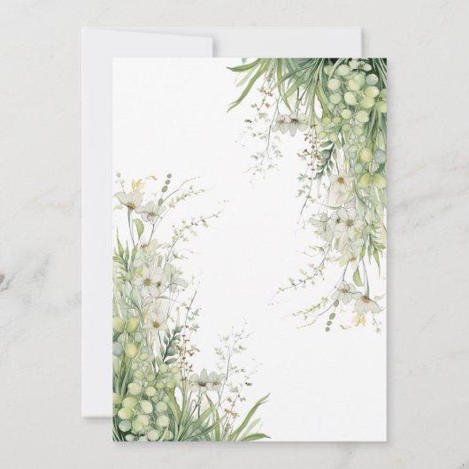 Grüne Wildblume Kinderdusche Einladung (Rückseite)