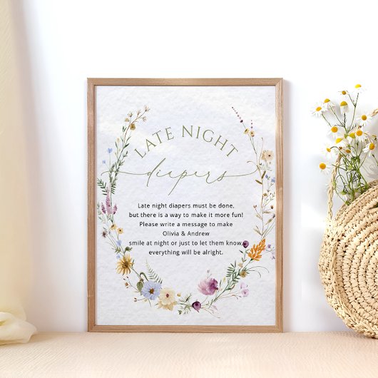 Grüne Wildblume Kinderdusche Spätnachtsdiapers Poster