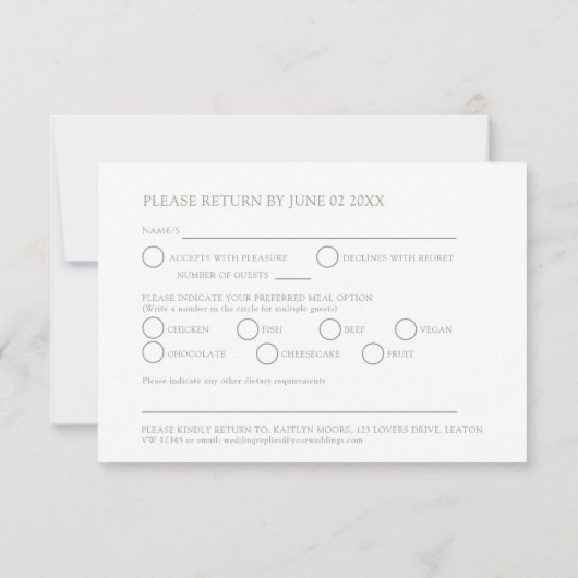 Grüne Wildblume RSVP Karte (Rückseite)