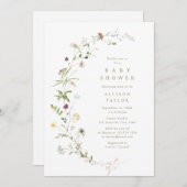 Grüne Wildblume Rustic Boho Babydusche Einladung (Vorne/Hinten)