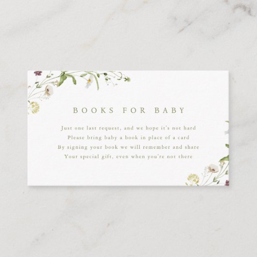 Grüne Wildblume Rustikale Bücher für Kinder Begleitkarte (Vorderseite)