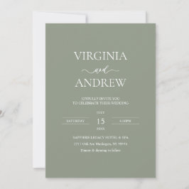 Grüne Wildblumen Boho-Hochzeit moderne Monogramm Einladung