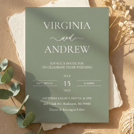Grüne Wildblumen Boho-Hochzeit moderne Monogramm Einladung