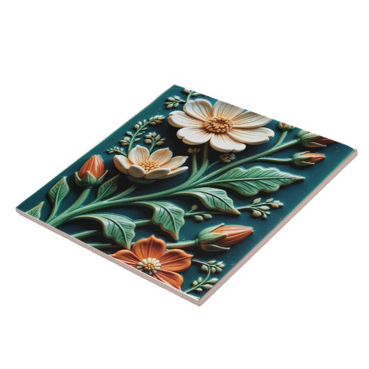 Grüne Wildblumen Fliese (Seite)