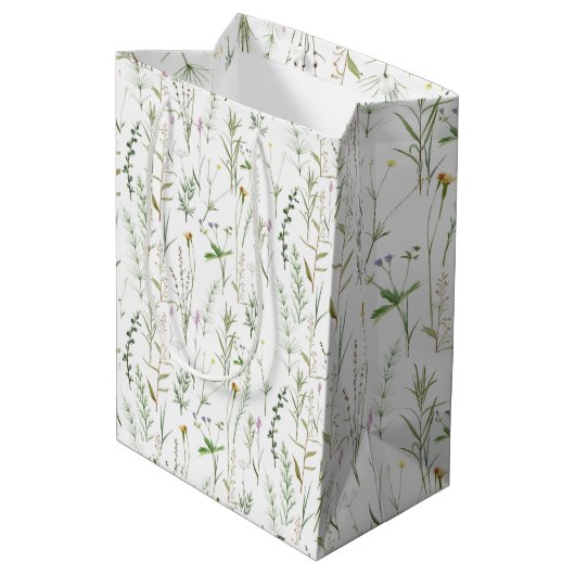 Grüne Wildblumen Mittlere Geschenktüte (Rückseite Schrägansicht)