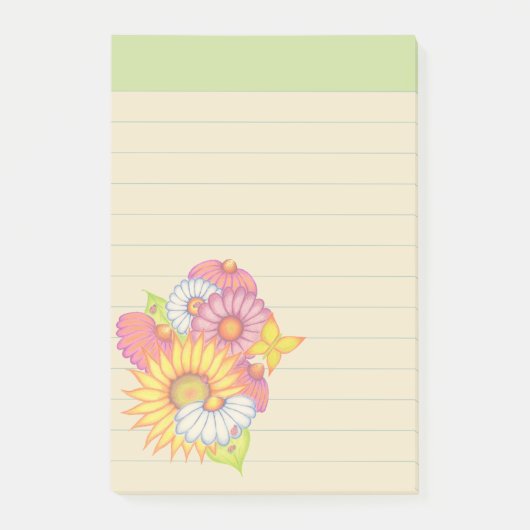 Grüne Wildblumen Post-it-Notizen Post-it Klebezettel (Vorderseite)