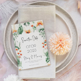 Grüne Wildblumen Save the Date einladen Einladung