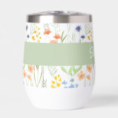 Grüne Wildblumen-Wasserfarbe-Monogramm-Name (Vorderseite)