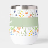 Grüne Wildblumen-Wasserfarbe-Monogramm-Name (Rückseite)