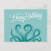 Grüne Wildkräuter Tentakel Happy Birthday Postkarte (Vorderseite)