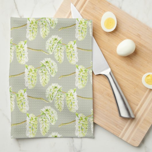 Grüne Wildwasserfarbe gemustert Geschirrtuch (Viertel Falte)