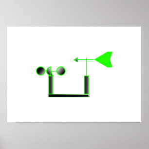 Grüne Windgeschwindigkeit und Wetterfahne Poster