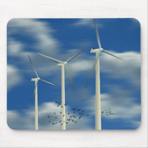 Grüne Windkraftanlage Mousepad