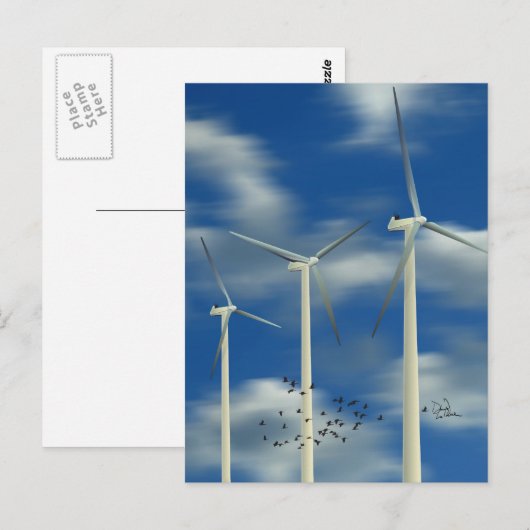 Grüne Windkraftanlage Postkarte (Vorne/Hinten)